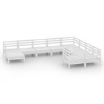 vidaXL Salon de jardin 10 Pièces Blanc Bois de pin massif
