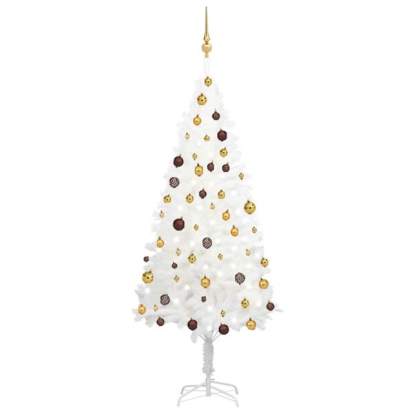 vidaXL Arbre de Noël artificiel pré-éclairé et boules blanc 180 cm