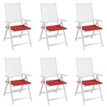 vidaXL Coussins de chaise de jardin 6 Pièces rouge 50x50x3cm tissu oxford