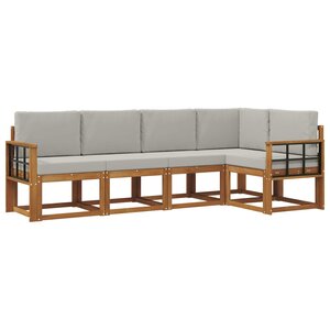 vidaXL Ensemble de canapés d'extérieur 5 pc Gris Naturel et Clair