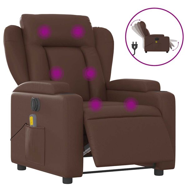 vidaXL Fauteuil de massage inclinable électrique marron similicuir