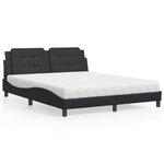 vidaXL Lit avec matelas noir 160x200 cm similicuir