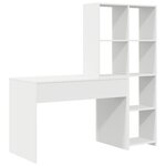 vidaXL Bureau avec étagère Blanc 138.5 x 55 x 143 cm Bois d'ingénierie
