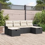 vidaXL Ensemble de canapé de jardin avec coussin 6 Pièces Noir et crème