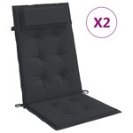 vidaXL Coussins de chaise à dossier haut lot de 2 noir tissu oxford