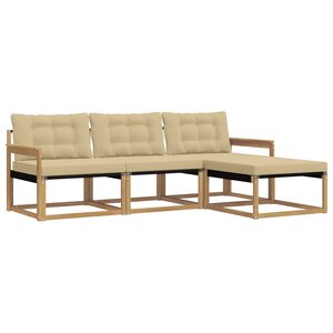 vidaXL Ensemble de canapés d'extérieur 4 pc Blanc et Beige