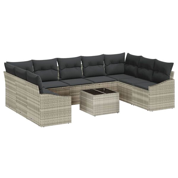 vidaXL Ensemble de salle à manger pour jardin 10 Pièces Gris clair