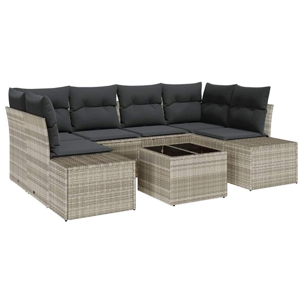 vidaXL Ensemble de canapé de jardin 7 Pièces Gris clair et gris foncé