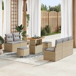 vidaXL Ensemble de canapé de jardin 8 Pièces Beige Poly rotin