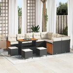vidaXL Ensemble de canapé de jardin avec coussin 13 Pièces Noir et crème