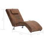 vidaXL Chaise longue de massage avec oreiller Marron Similicuir daim