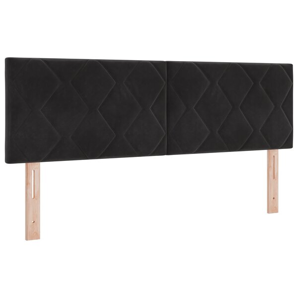 vidaXL Tête de Lit LED Noire Ensemble de 2 Noir Tissu  Bois Bas
