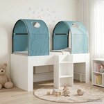 vidaXL Lit avec Tunnel 4 Pièces Blanc et bleu clair Bois d'ingénierie