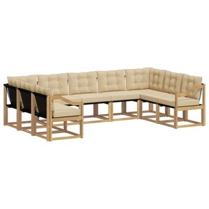 vidaXL Ensemble de canapés d'extérieur 9 Pièces Blanc et Beige