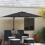 vidaXL Parasol de terrasse Noir Polyester  Acier Grand Inclinable