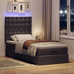 vidaXL Cadre de lit ottoman avec matelas marron foncé 90x190 cm tissu