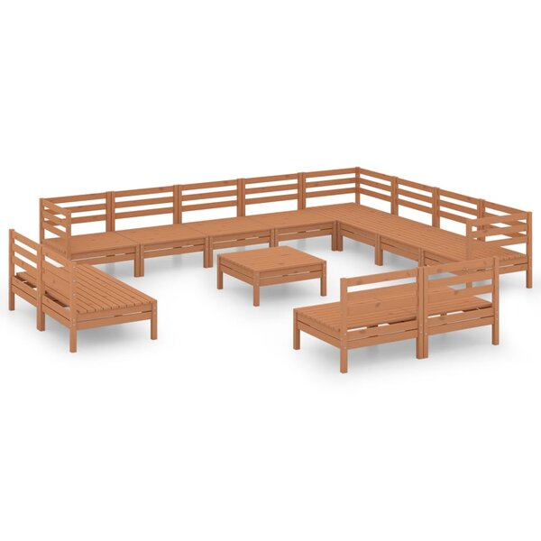 vidaXL Salon de jardin 13 Pièces Bois de pin massif Marron miel
