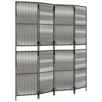 vidaXL Cloison de séparation 4 panneaux gris résine tressée