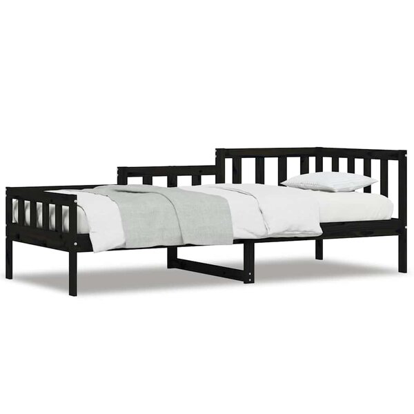 vidaXL Lit de jour sans matelas noir 80x200 cm bois de pin massif