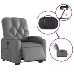 vidaXL Fauteuil inclinable de massage électrique gris similicuir