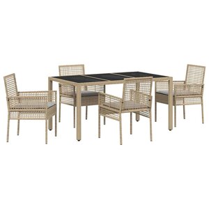 vidaXL Ensemble de salle à manger pour jardin 5 Pièces Beige polyrotin