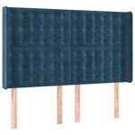 vidaXL Tête de lit avec oreilles Bleu foncé 147x16x118/128 cm Velours