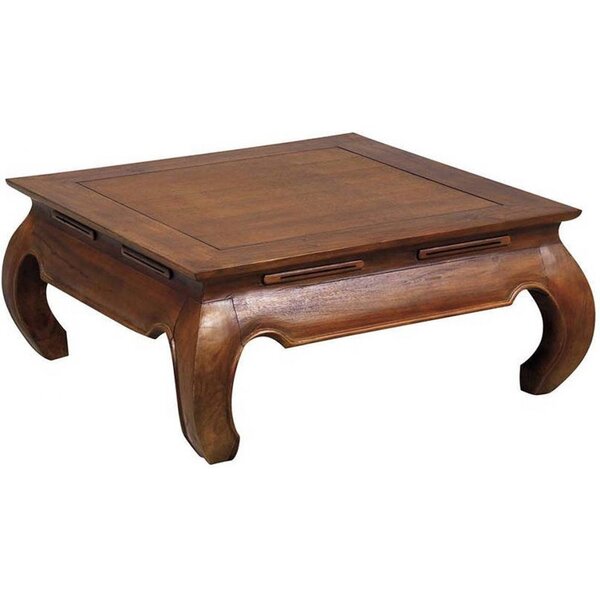 Table basse exotique carrée en teck massif opium 80 cm