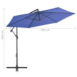 vidaXL Parasol déporté avec mât en aluminium 300 cm Bleu