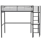 Lit mezzanine avec bureau en métal époxy - Noir - Sommier inclus - 140 x 190 cm - OXFORD