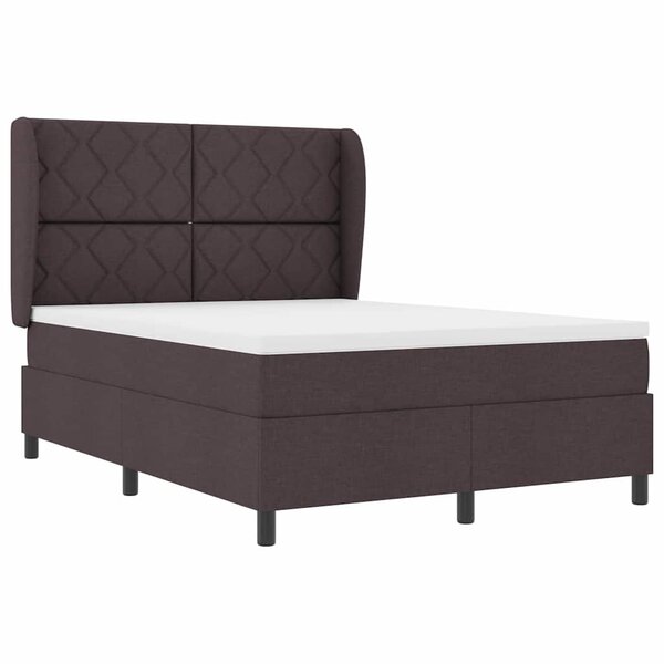 vidaXL Lit à ressorts avec matelas Marron foncé 160 x 200 cm tissu