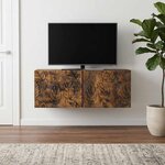 vidaXL Meuble TV mural 78 5 x 31 cm Chêne fumé Bois d'ingénierie
