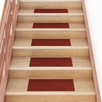 vidaXL Tapis d'escalier autocollants 30 pièces 60 x 25 cm Rouge bordeaux Rectangulaire