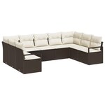 Ensemble de canapé de jardin 9 pièces vidaXL avec coussins en rotin poly brun