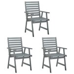 vidaXL Chaises à manger d'extérieur lot de 3 et coussins Acacia massif