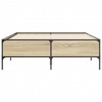 vidaXL Cadre de lit chêne sonoma 135x190 cm bois d'ingénierie et métal