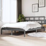 vidaXL Cadre de lit sans matelas gris bois massif
