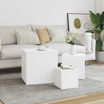 vidaXL Tables d'appoint 3 pièces en bois d'ingénierie blanc