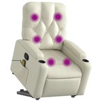 vidaXL Fauteuil inclinable de massage Crème Similicuir