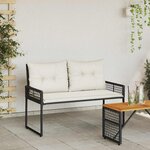 vidaXL Banc extérieur Noir et blanc crème 118 x 55 x 82 cm