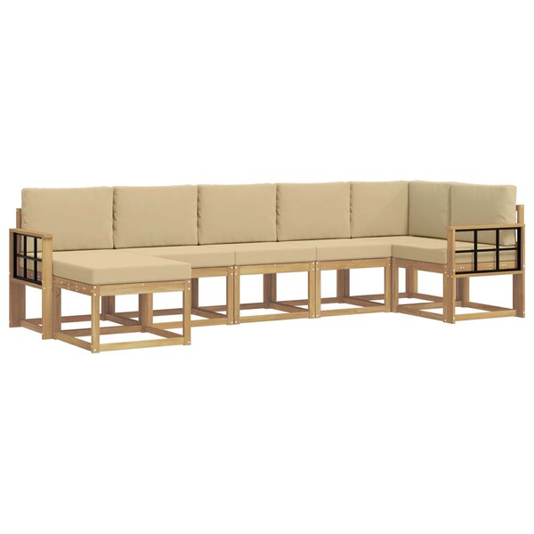 vidaXL Ensemble de canapés d'extérieur 7 pc Blanc et Beige Polyester