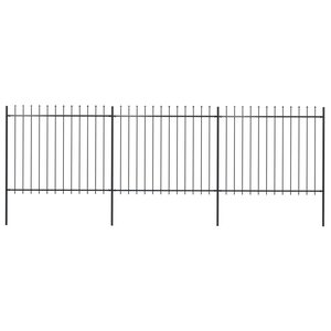 vidaXL Clôture de jardin avec dessus en lance Acier 5 1 x 1 5 m Noir