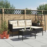 vidaXL Ensemble de canapé de jardin 2 Pièces Noir et Crème polyrotin