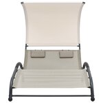 vidaXL Chaise longue double avec auvent textilène crème