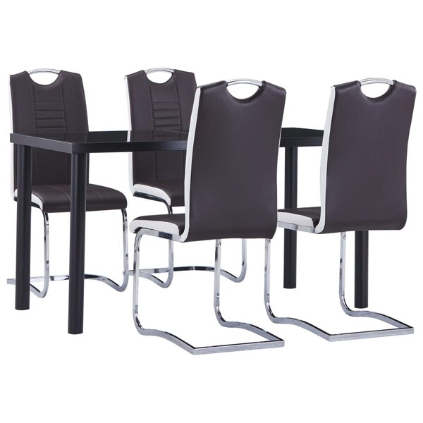 vidaXL Ensemble de salle à manger 5 Pièces Similicuir Marron