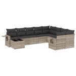 vidaXL Salon de jardin avec coussins 10 Pièces gris clair résine tressée