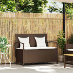 VidaXL Banc de rangement de jardin avec coussin marron polyrotin