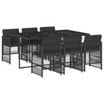 vidaXL Ensemble à manger de jardin coussins 7Pièces Noir Résine tressée