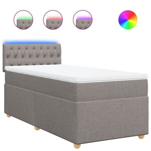 vidaXL Sommier à lattes de lit avec matelas Taupe 90x200 cm Tissu
