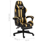 vidaXL Fauteuil de jeux vidéo avec repose-pied Noir et doré Similicuir