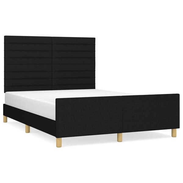 vidaXL Cadre de lit avec tête de lit Noir 140x190 cm Tissu